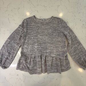 Joe's Jeans Gray Knit Blouse with Ruffled Waist